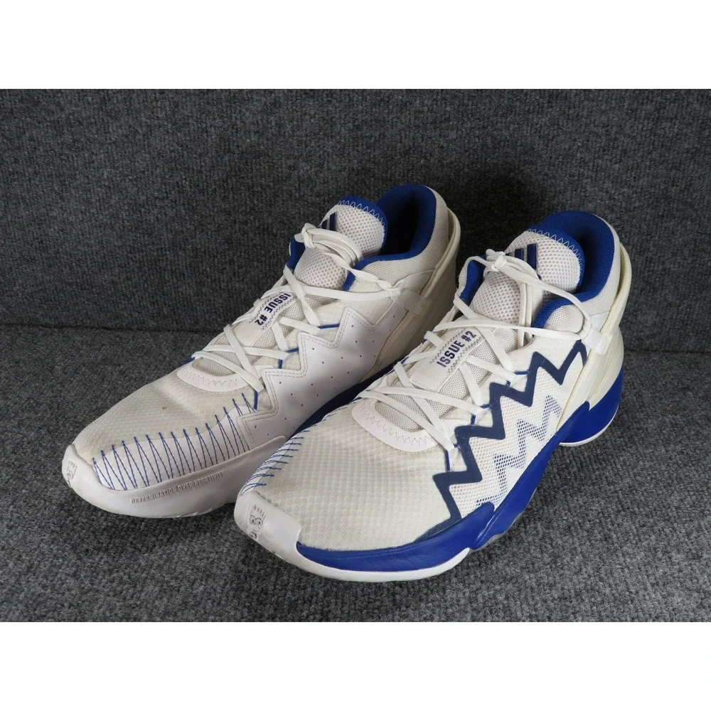 Adidas Men's D.O.N. Issue 2 Donovan Mitchell Shoes Size 14 White Royal Blue